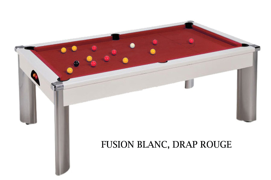 billard pool fusion 7ft blanc drap rouge b680br